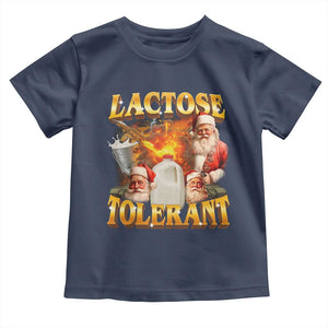 Funny Christmas Santa Lactose Tolerant Toddler T Shirt Xmas Tummy Ironic Sarcastic Meme TS11 Navy Print Your Wear