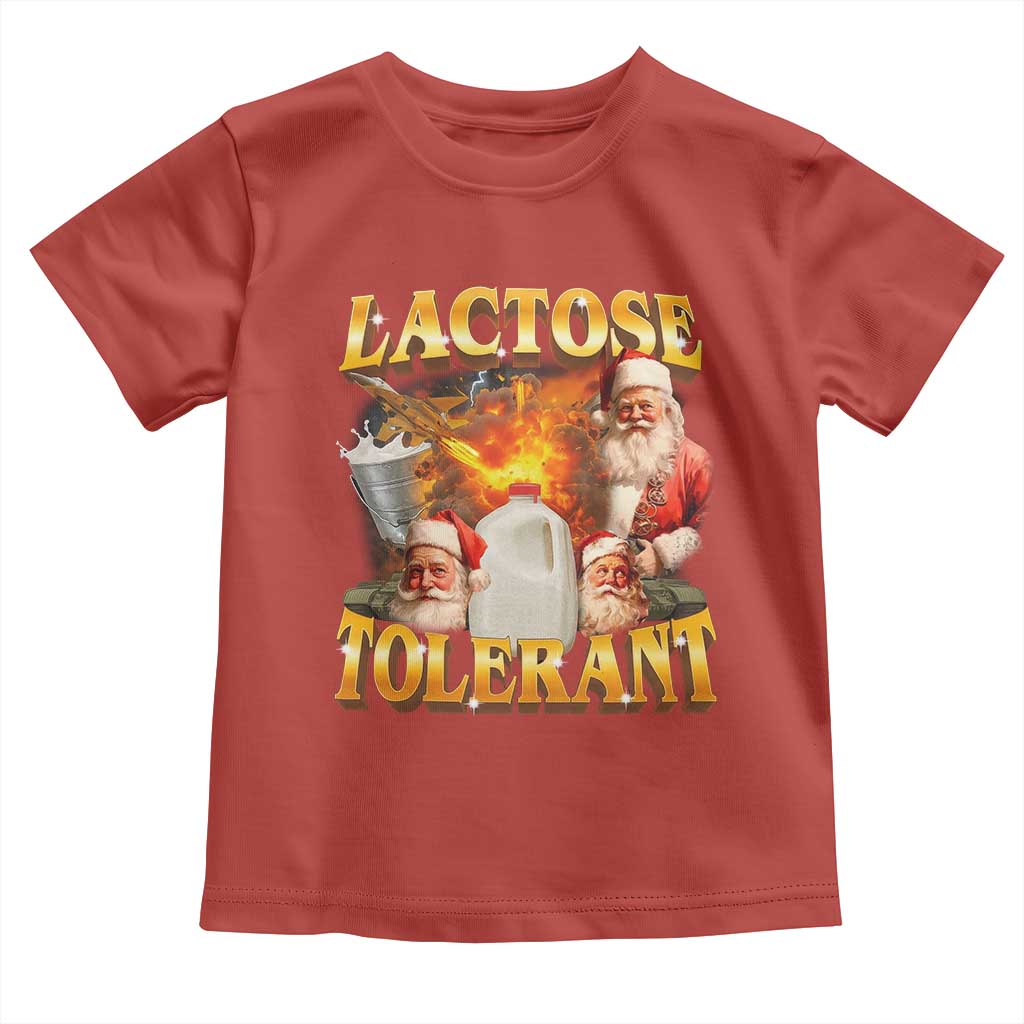 Funny Christmas Santa Lactose Tolerant Toddler T Shirt Xmas Tummy Ironic Sarcastic Meme TS11 Red Print Your Wear