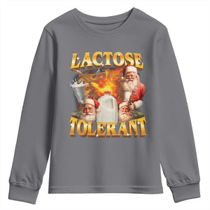 Funny Christmas Santa Lactose Tolerant Youth Sweatshirt Xmas Tummy Ironic Sarcastic Meme TS11 Charcoal Print Your Wear