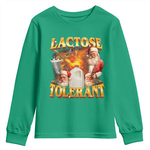 Funny Christmas Santa Lactose Tolerant Youth Sweatshirt Xmas Tummy Ironic Sarcastic Meme TS11 Irish Green Print Your Wear