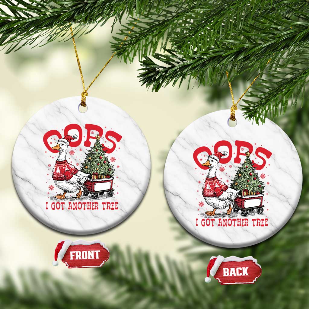 Funny Oops I Got Another Tree Funny Christmas Goose Ceramic Ornament TS11 1pc White Marble Print Your Wear