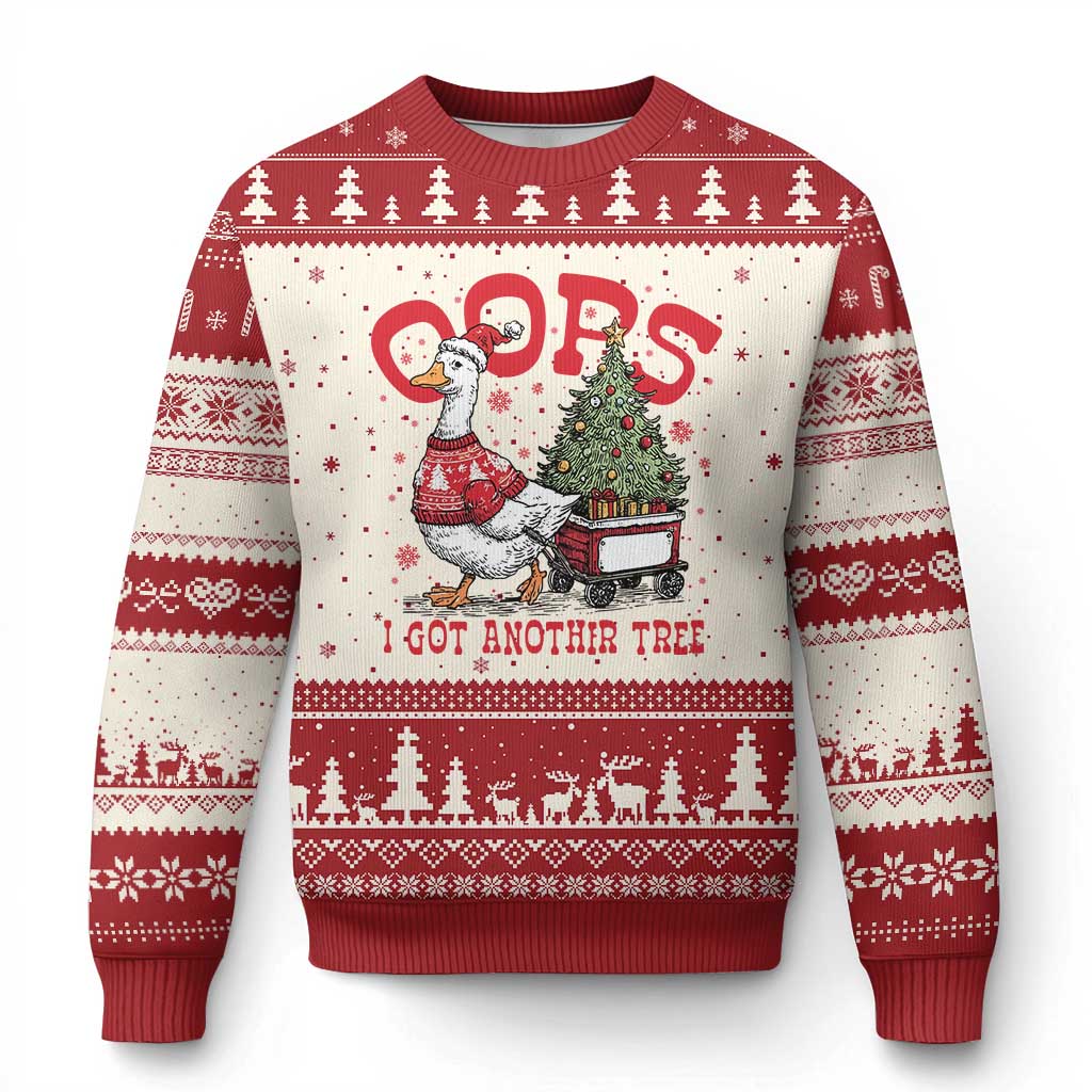 Funny Oops I Got Another Tree Funny Xmas Goose Ugly Christmas Sweater TS11 Beige Red Print Your Wear