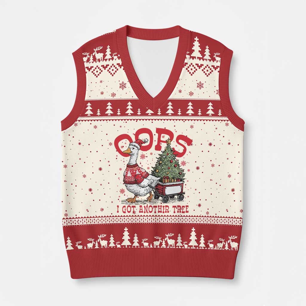 Funny Oops I Got Another Tree Funny Xmas Goose V-Neck Knit Sweater Vest TS11 Beige Red Print Your Wear