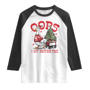Funny Oops I Got Another Tree Funny Christmas Goose Raglan Shirt TS11 White Black Print Your Wear