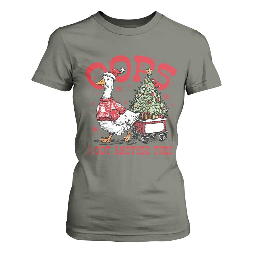 Funny Oops I Got Another Tree Funny Christmas Goose T Shirt For Women TS11 Military Green Print Your Wear