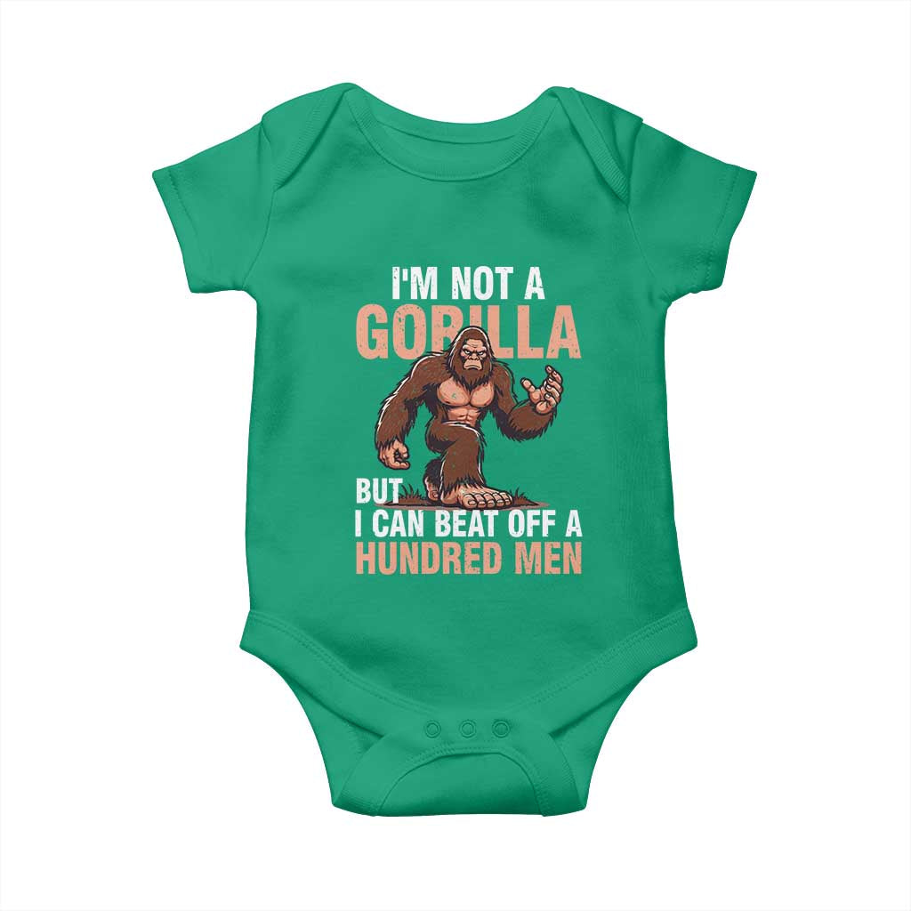 I'm Not A Gorilla But I Can't Beat Off A Hundred Men Baby Onesie Funny Bigfoot Meme TS11 Irish Green Print Your Wear