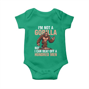 I'm Not A Gorilla But I Can't Beat Off A Hundred Men Baby Onesie Funny Bigfoot Meme TS11 Irish Green Print Your Wear