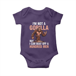 I'm Not A Gorilla But I Can't Beat Off A Hundred Men Baby Onesie Funny Bigfoot Meme TS11 Purple Print Your Wear