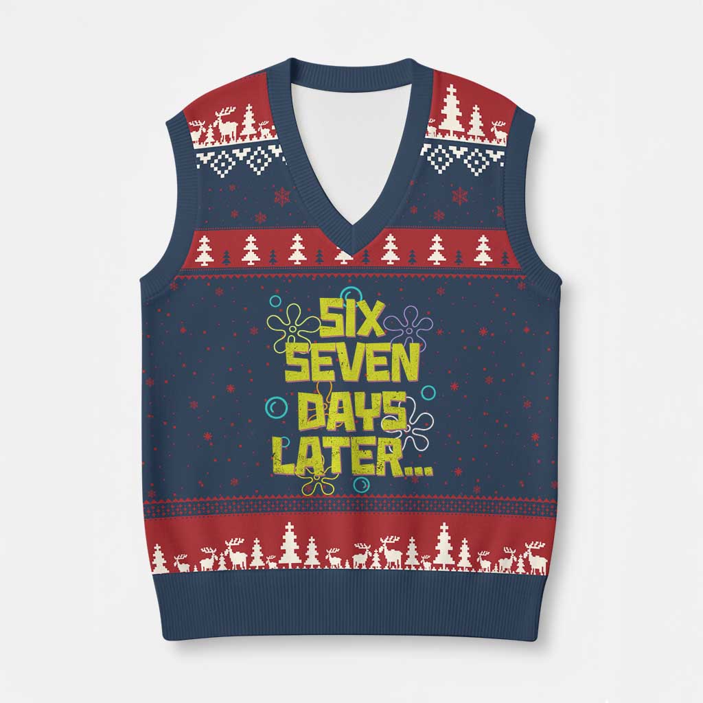 Funny 67 Days Later V-Neck Knit Sweater Vest 67 Days Of School Meme Teacher TS11 Navy Red Print Your Wear