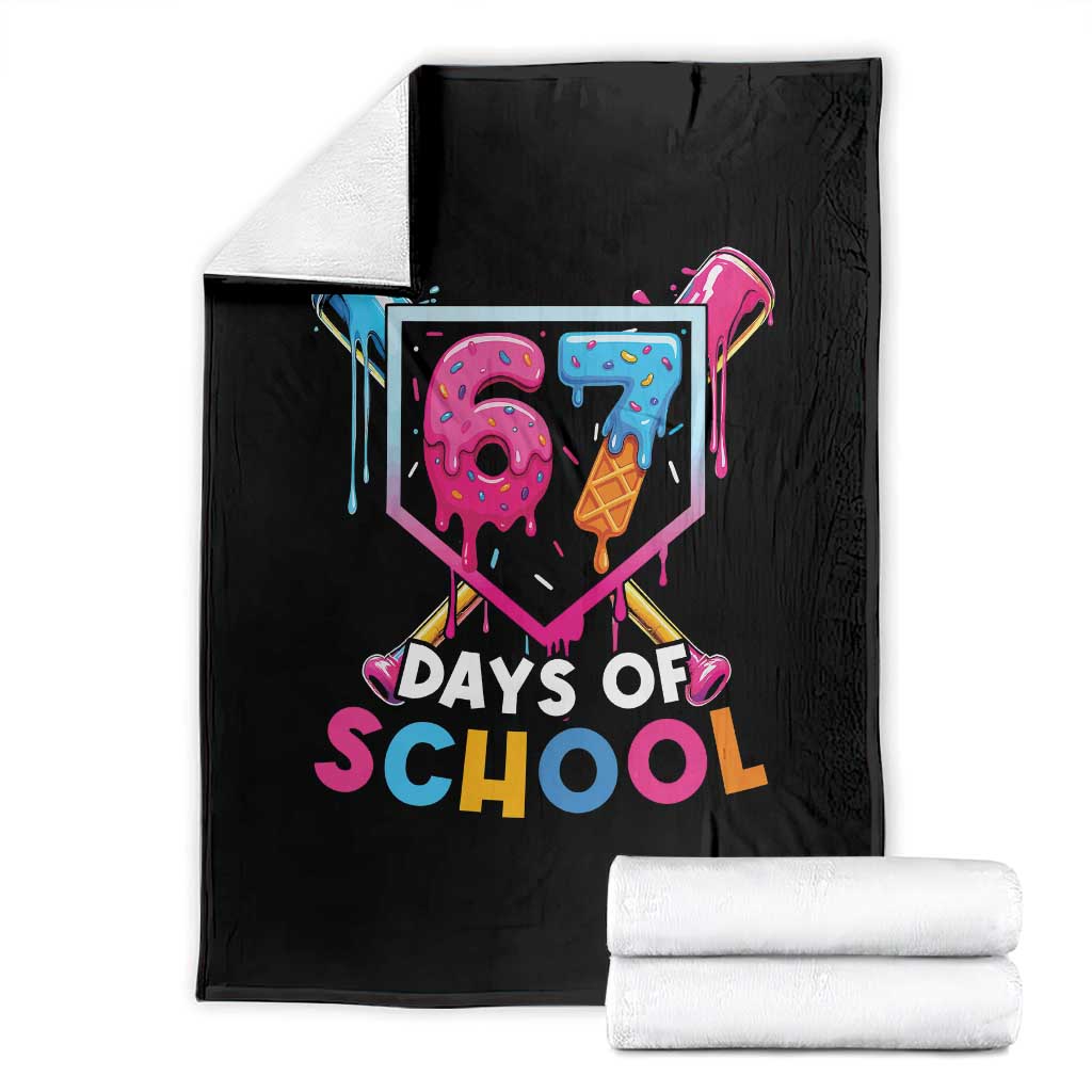 Funny 67 Days Of School Baseball Drip Throw Blanket Six Seven Meme Gen Alpha TS11 Black Print Your Wear