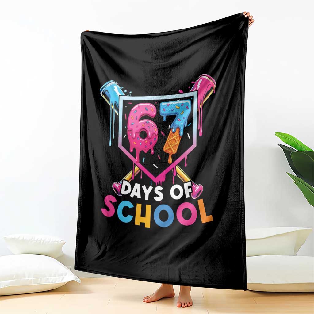 Funny 67 Days Of School Baseball Drip Throw Blanket Six Seven Meme Gen Alpha TS11 Print Your Wear