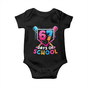 Funny 67 Days Of School Baseball Drip Baby Onesie Six Seven Meme Gen Alpha TS11 Black Print Your Wear