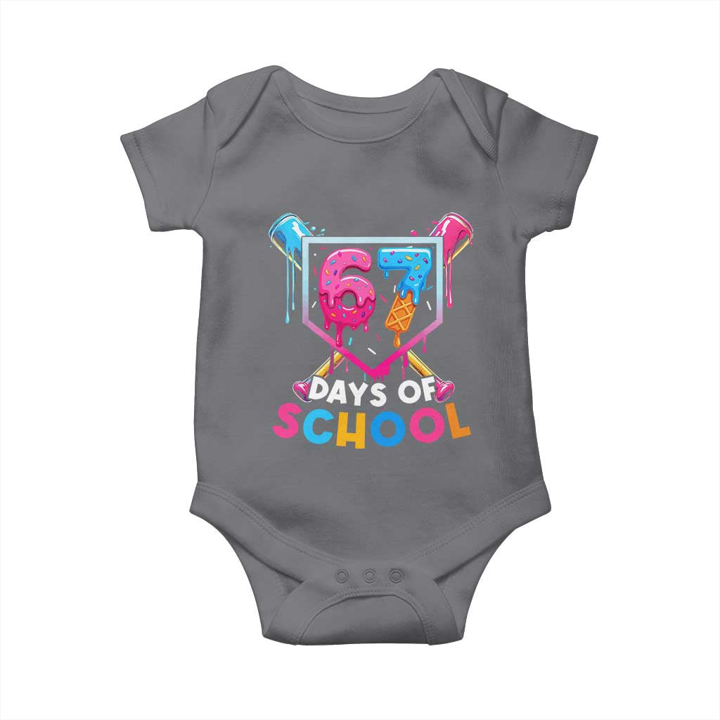 Funny 67 Days Of School Baseball Drip Baby Onesie Six Seven Meme Gen Alpha TS11 Charcoal Print Your Wear