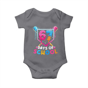 Funny 67 Days Of School Baseball Drip Baby Onesie Six Seven Meme Gen Alpha TS11 Charcoal Print Your Wear