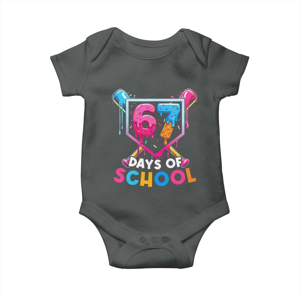 Funny 67 Days Of School Baseball Drip Baby Onesie Six Seven Meme Gen Alpha TS11 Dark Heather Print Your Wear