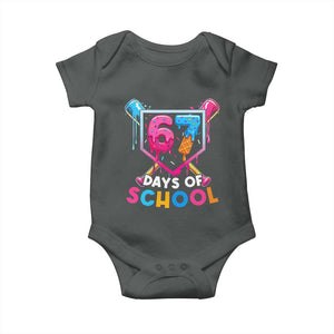 Funny 67 Days Of School Baseball Drip Baby Onesie Six Seven Meme Gen Alpha TS11 Dark Heather Print Your Wear