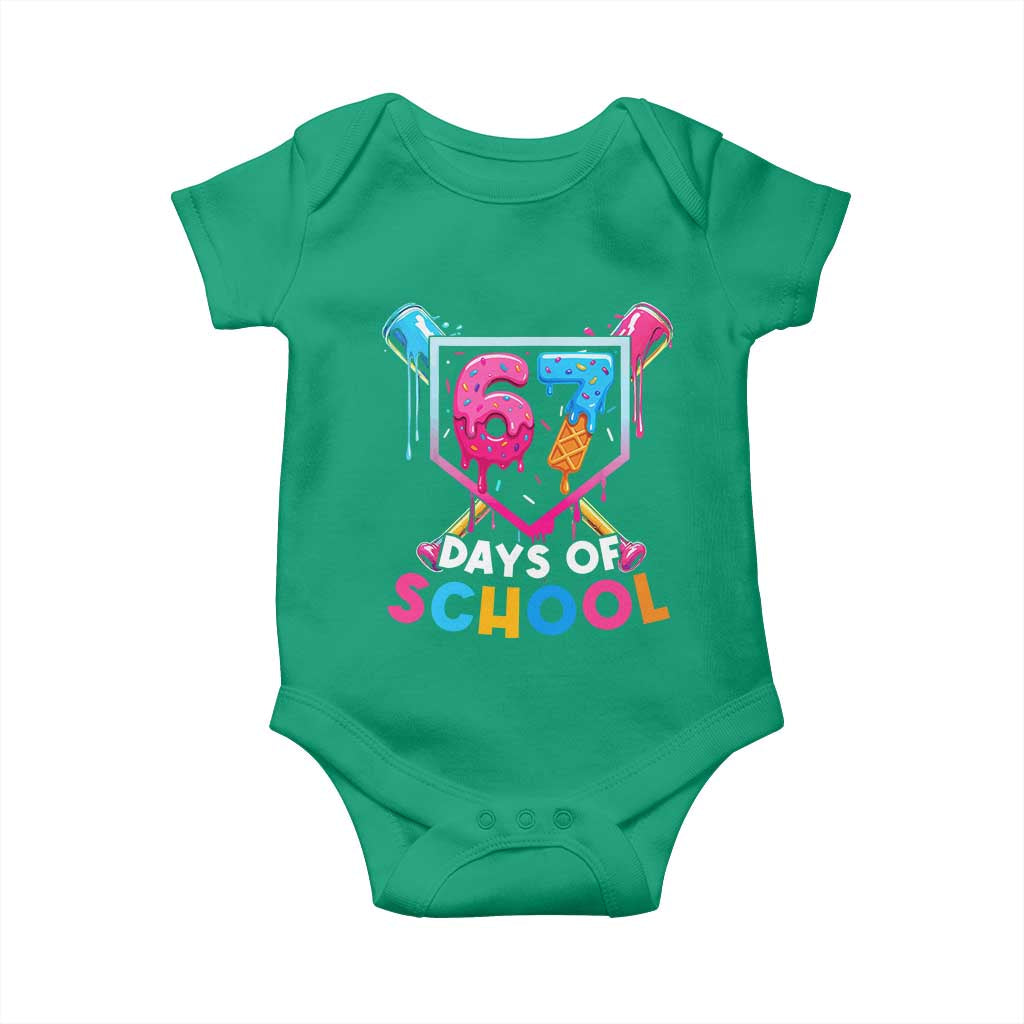 Funny 67 Days Of School Baseball Drip Baby Onesie Six Seven Meme Gen Alpha TS11 Irish Green Print Your Wear