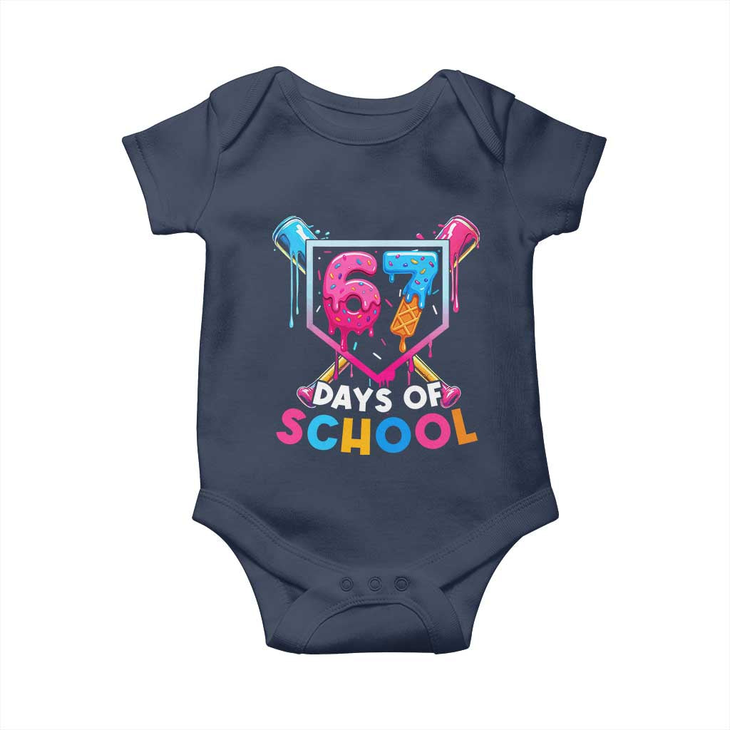 Funny 67 Days Of School Baseball Drip Baby Onesie Six Seven Meme Gen Alpha TS11 Navy Print Your Wear