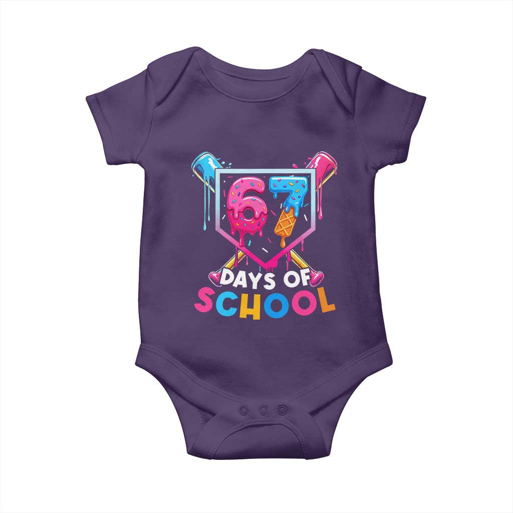 Funny 67 Days Of School Baseball Drip Baby Onesie Six Seven Meme Gen Alpha TS11 Purple Print Your Wear
