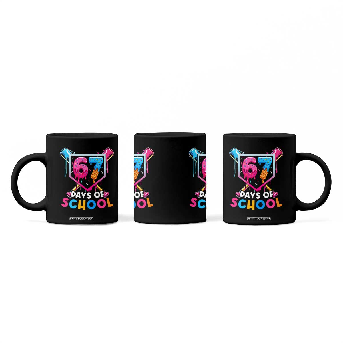 Funny 67 Days Of School Baseball Drip Coffee Mug Six Seven Meme Gen Alpha TS11 Print Your Wear