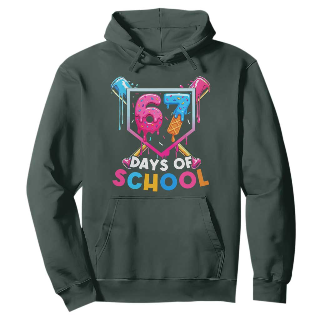Funny 67 Days Of School Baseball Drip Hoodie Six Seven Meme Gen Alpha TS11 Dark Forest Green Print Your Wear