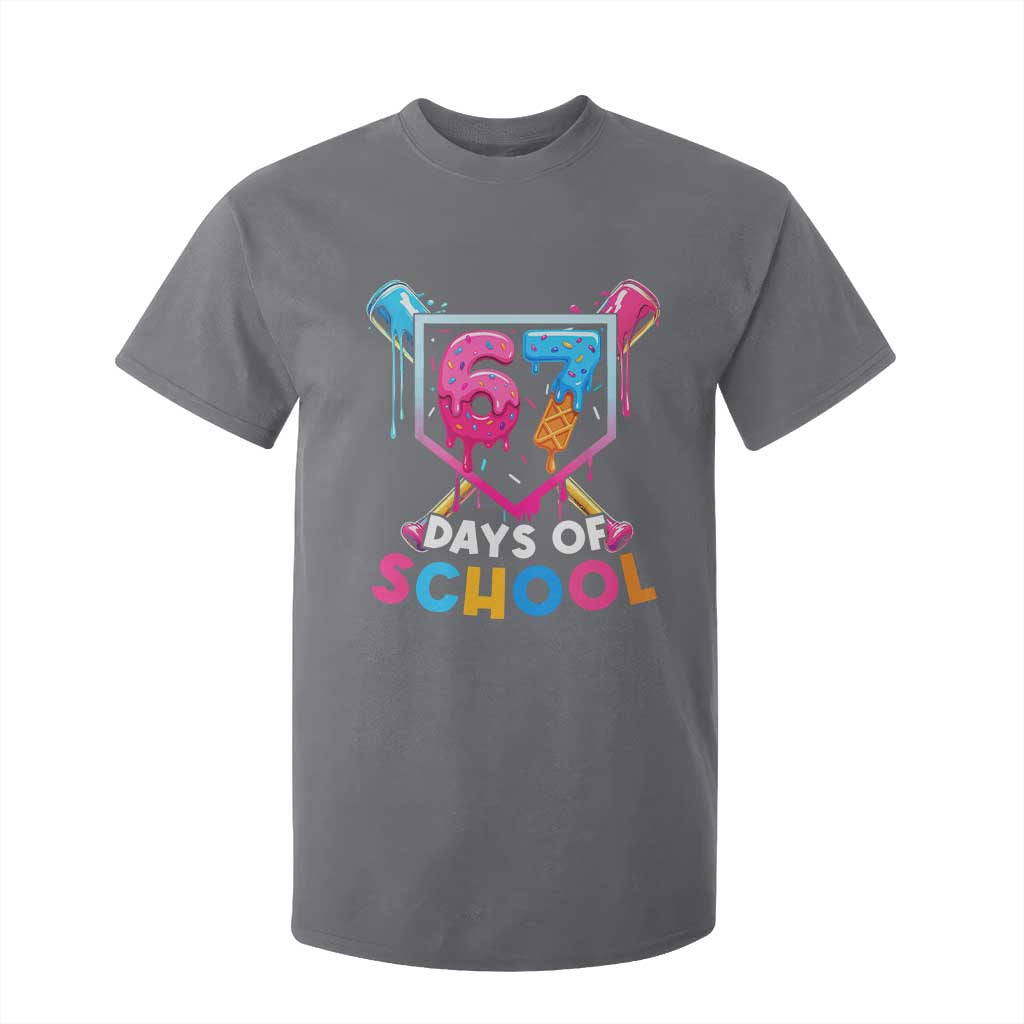 Funny 67 Days Of School Baseball Drip T Shirt For Kid Six Seven Meme Gen Alpha TS11 Charcoal Print Your Wear