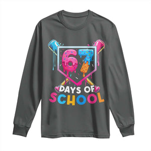 Funny 67 Days Of School Baseball Drip Long Sleeve Shirt Six Seven Meme Gen Alpha TS11 Dark Heather Print Your Wear