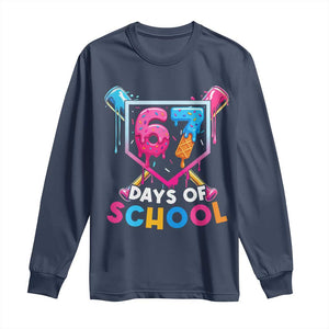 Funny 67 Days Of School Baseball Drip Long Sleeve Shirt Six Seven Meme Gen Alpha TS11 Navy Print Your Wear