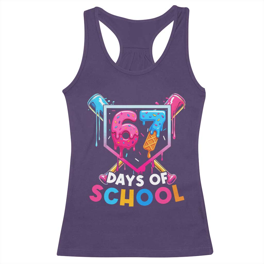 Funny 67 Days Of School Baseball Drip Racerback Tank Top Six Seven Meme Gen Alpha TS11 Purple Print Your Wear