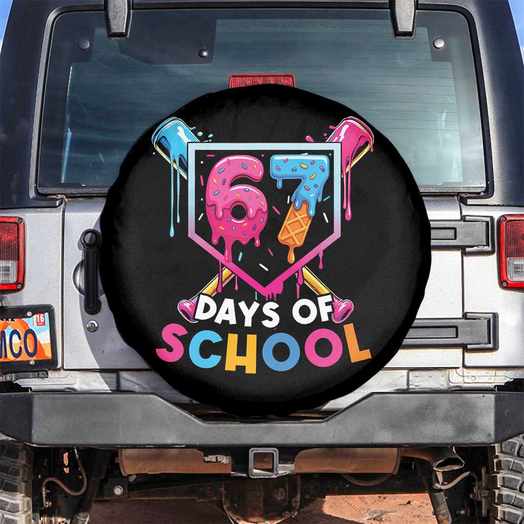 Funny 67 Days Of School Baseball Drip Spare Tire Cover Six Seven Meme Gen Alpha TS11 No hole Black Print Your Wear