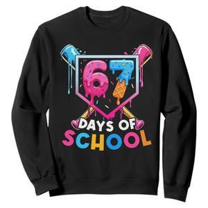 Funny 67 Days Of School Baseball Drip Sweatshirt Six Seven Meme Gen Alpha TS11 Black Print Your Wear