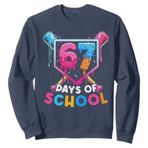 Funny 67 Days Of School Baseball Drip Sweatshirt Six Seven Meme Gen Alpha TS11 Navy Print Your Wear