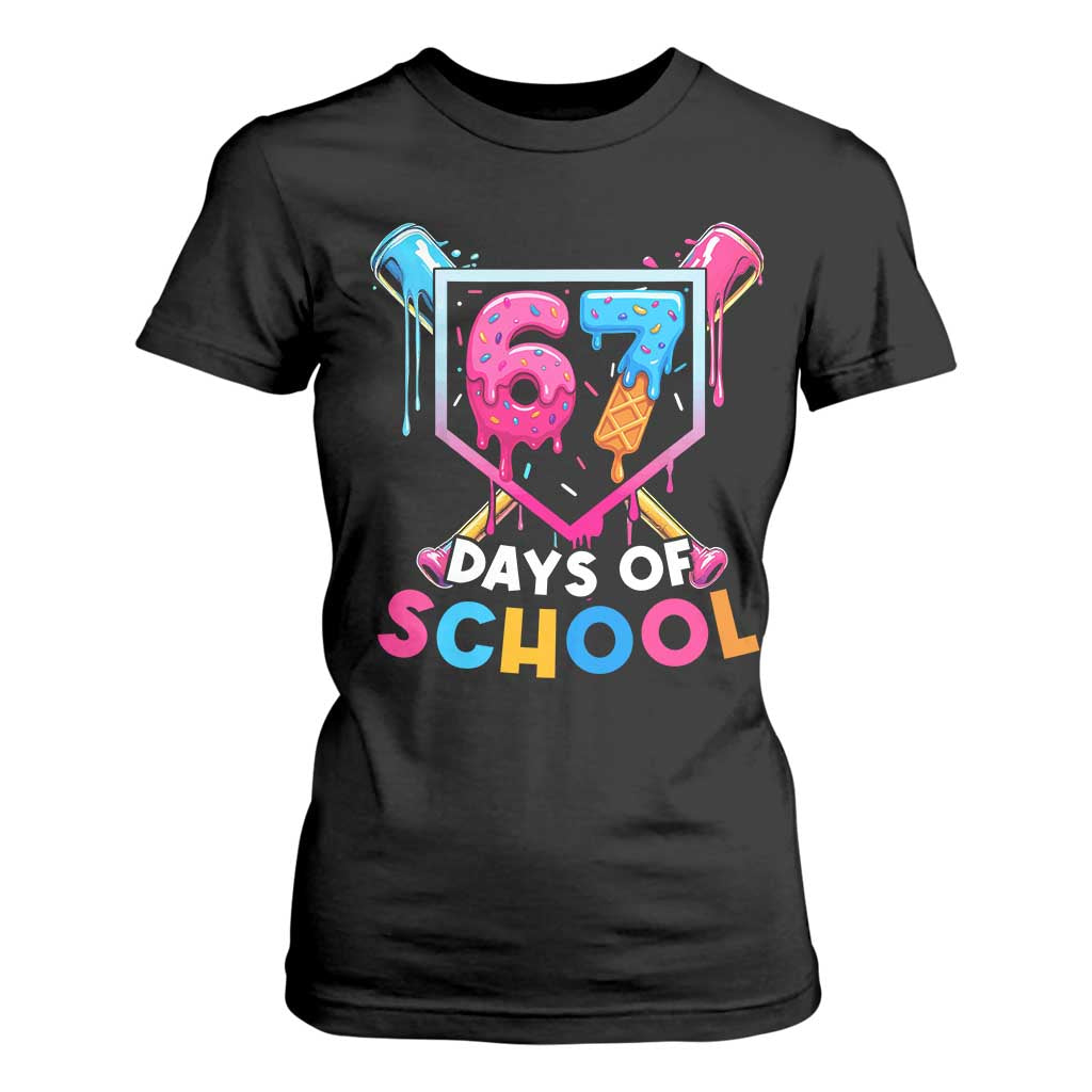 Funny 67 Days Of School Baseball Drip T Shirt For Women Six Seven Meme Gen Alpha TS11 Black Print Your Wear