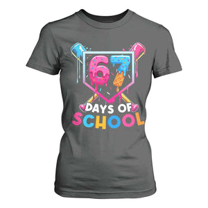 Funny 67 Days Of School Baseball Drip T Shirt For Women Six Seven Meme Gen Alpha TS11 Dark Heather Print Your Wear