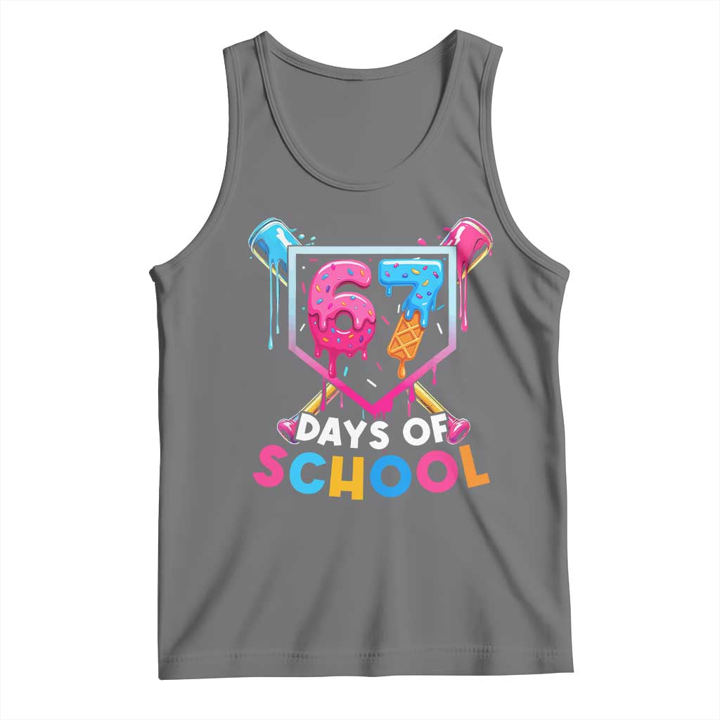 Funny 67 Days Of School Baseball Drip Tank Top Six Seven Meme Gen Alpha TS11 Black Heather Print Your Wear