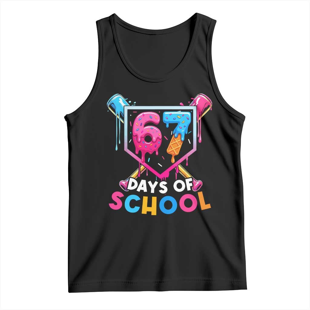 Funny 67 Days Of School Baseball Drip Tank Top Six Seven Meme Gen Alpha TS11 Black Print Your Wear
