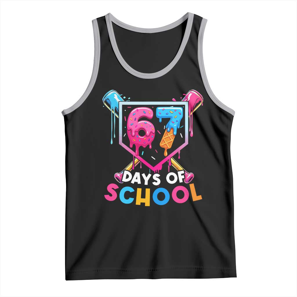 Funny 67 Days Of School Baseball Drip Tank Top Six Seven Meme Gen Alpha TS11 Black Athletic Heather Print Your Wear