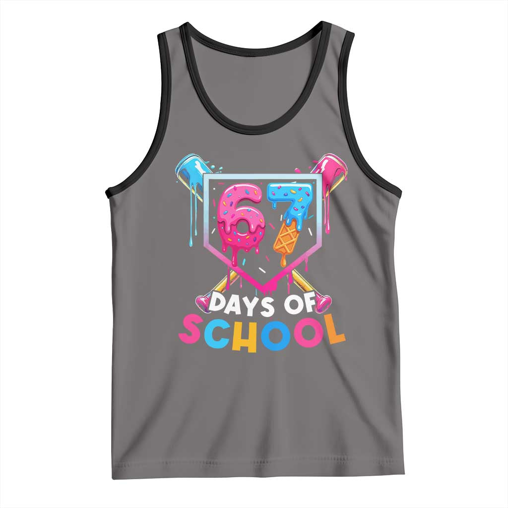 Funny 67 Days Of School Baseball Drip Tank Top Six Seven Meme Gen Alpha TS11 Deep Heather Black Print Your Wear