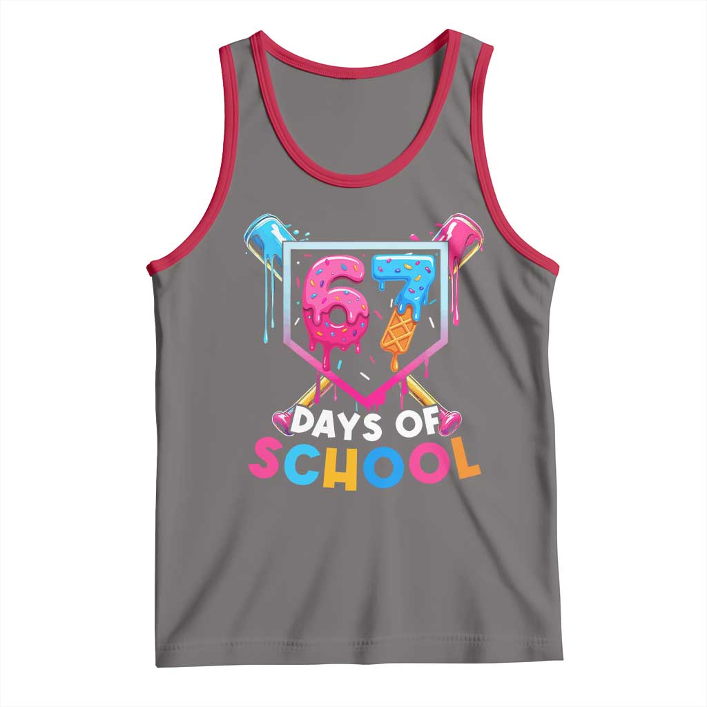 Funny 67 Days Of School Baseball Drip Tank Top Six Seven Meme Gen Alpha TS11 Deep Heather Red Print Your Wear