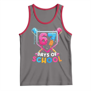 Funny 67 Days Of School Baseball Drip Tank Top Six Seven Meme Gen Alpha TS11 Deep Heather Red Print Your Wear