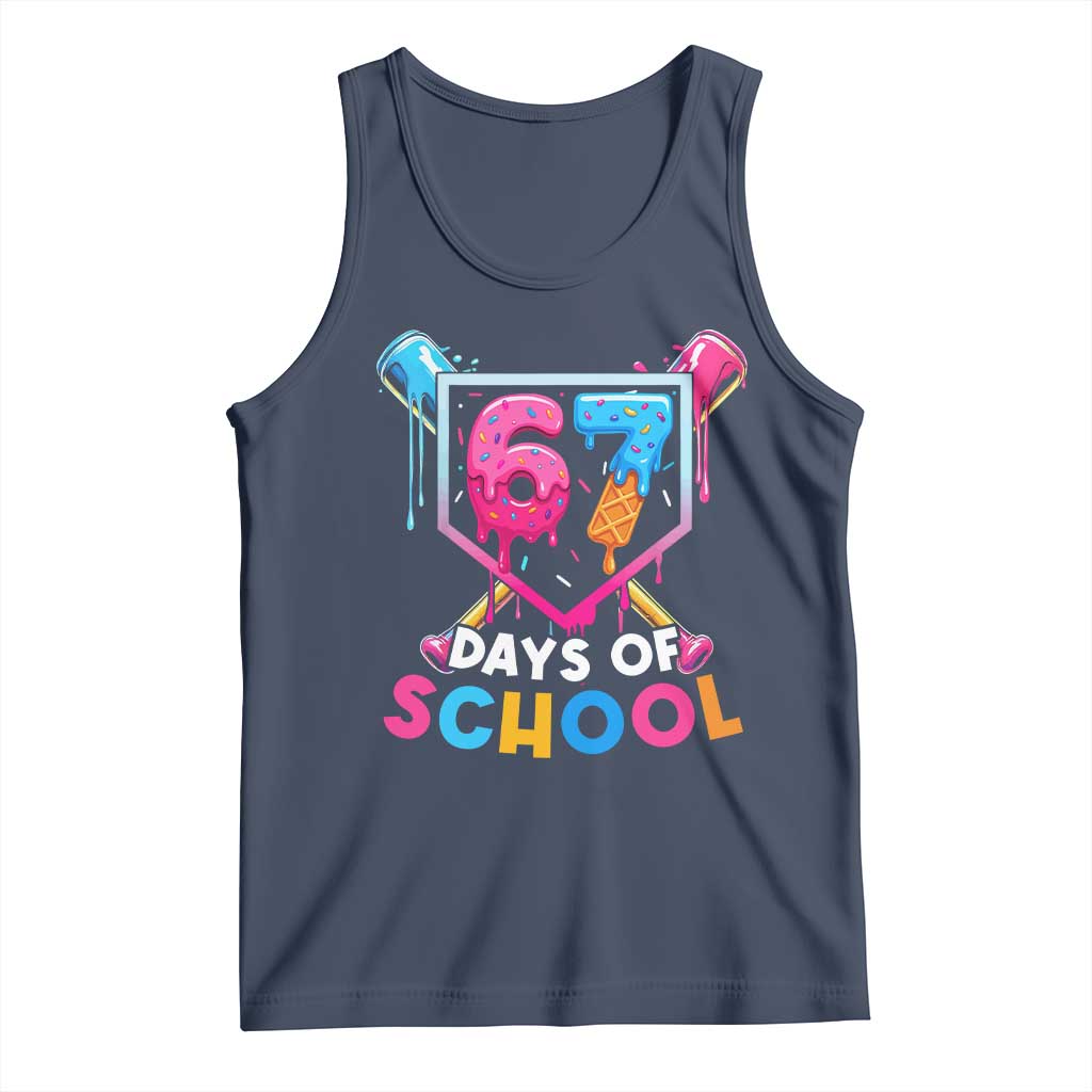 Funny 67 Days Of School Baseball Drip Tank Top Six Seven Meme Gen Alpha TS11 Navy Print Your Wear