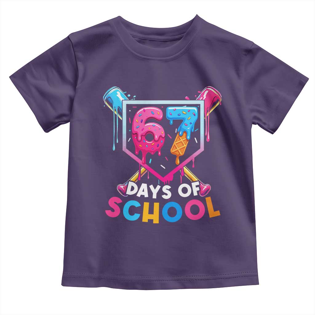 Funny 67 Days Of School Baseball Drip Toddler T Shirt Six Seven Meme Gen Alpha TS11 Purple Print Your Wear