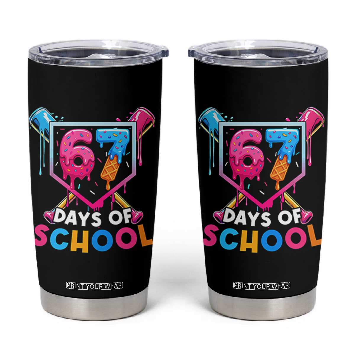 Funny 67 Days Of School Baseball Drip Tumbler Cup Six Seven Meme Gen Alpha TS11 Black Print Your Wear