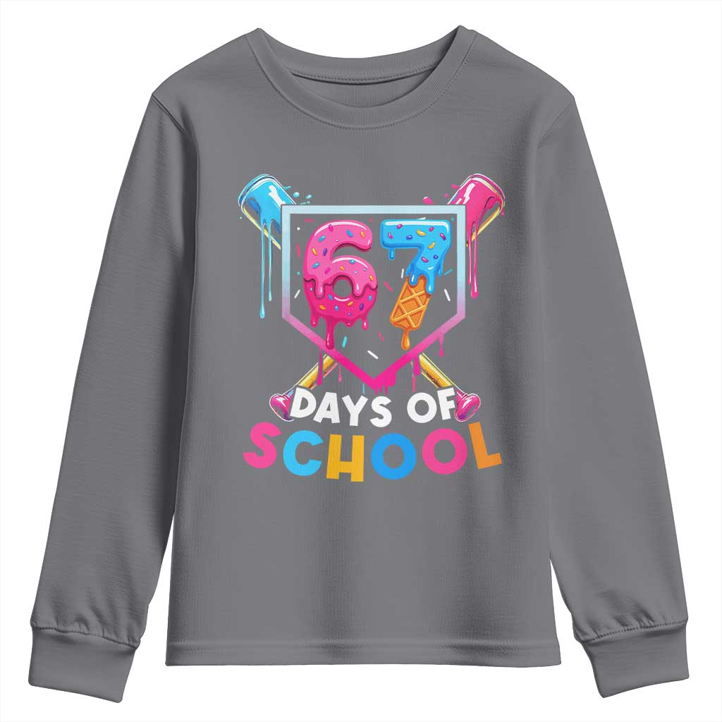 Funny 67 Days Of School Baseball Drip Youth Sweatshirt Six Seven Meme Gen Alpha TS11 Charcoal Print Your Wear