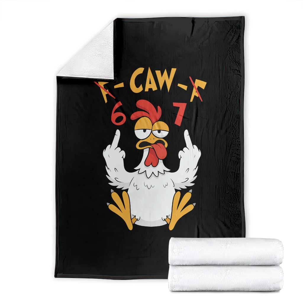 Funny F Caw F 67 Meme Throw Blanket Cartoon Chicken Six Seven Poultry Humor TS11 Black Print Your Wear
