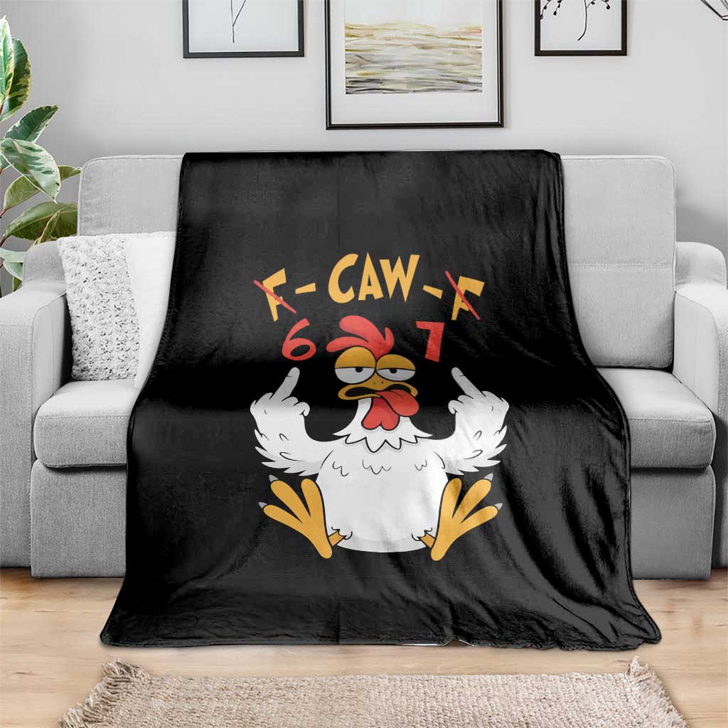 Funny F Caw F 67 Meme Throw Blanket Cartoon Chicken Six Seven Poultry Humor TS11 Print Your Wear