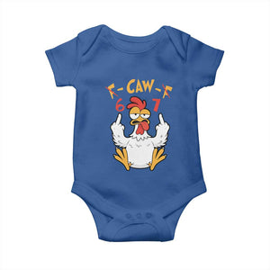 Funny F Caw F 67 Meme Baby Onesie Cartoon Chicken Six Seven Poultry Humor TS11 Royal Blue Print Your Wear