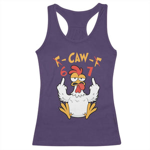 Funny F Caw F 67 Meme Racerback Tank Top Cartoon Chicken Six Seven Poultry Humor TS11 Purple Print Your Wear