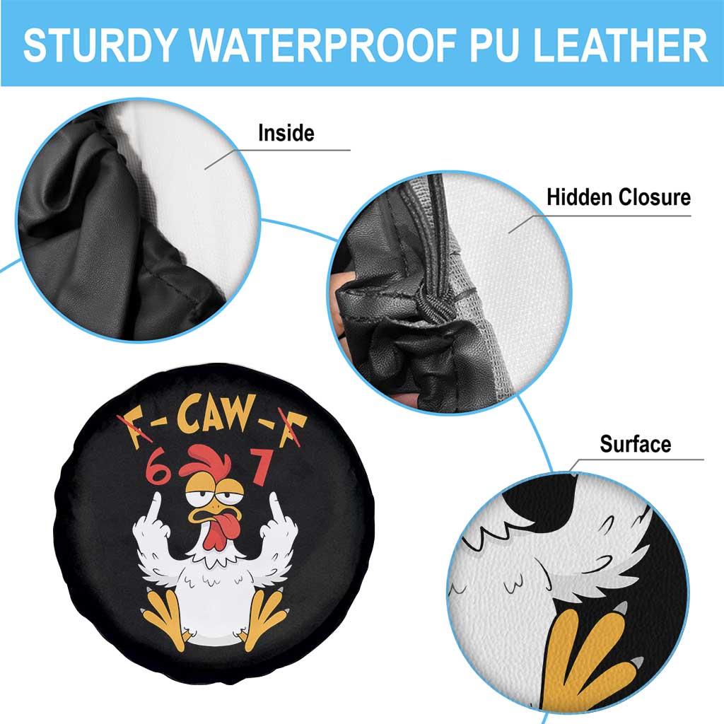 Funny F Caw F 67 Meme Spare Tire Cover Cartoon Chicken Six Seven Poultry Humor TS11 Print Your Wear