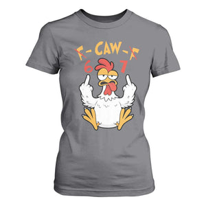 Funny F Caw F 67 Meme T Shirt For Women Cartoon Chicken Six Seven Poultry Humor TS11 Charcoal Print Your Wear